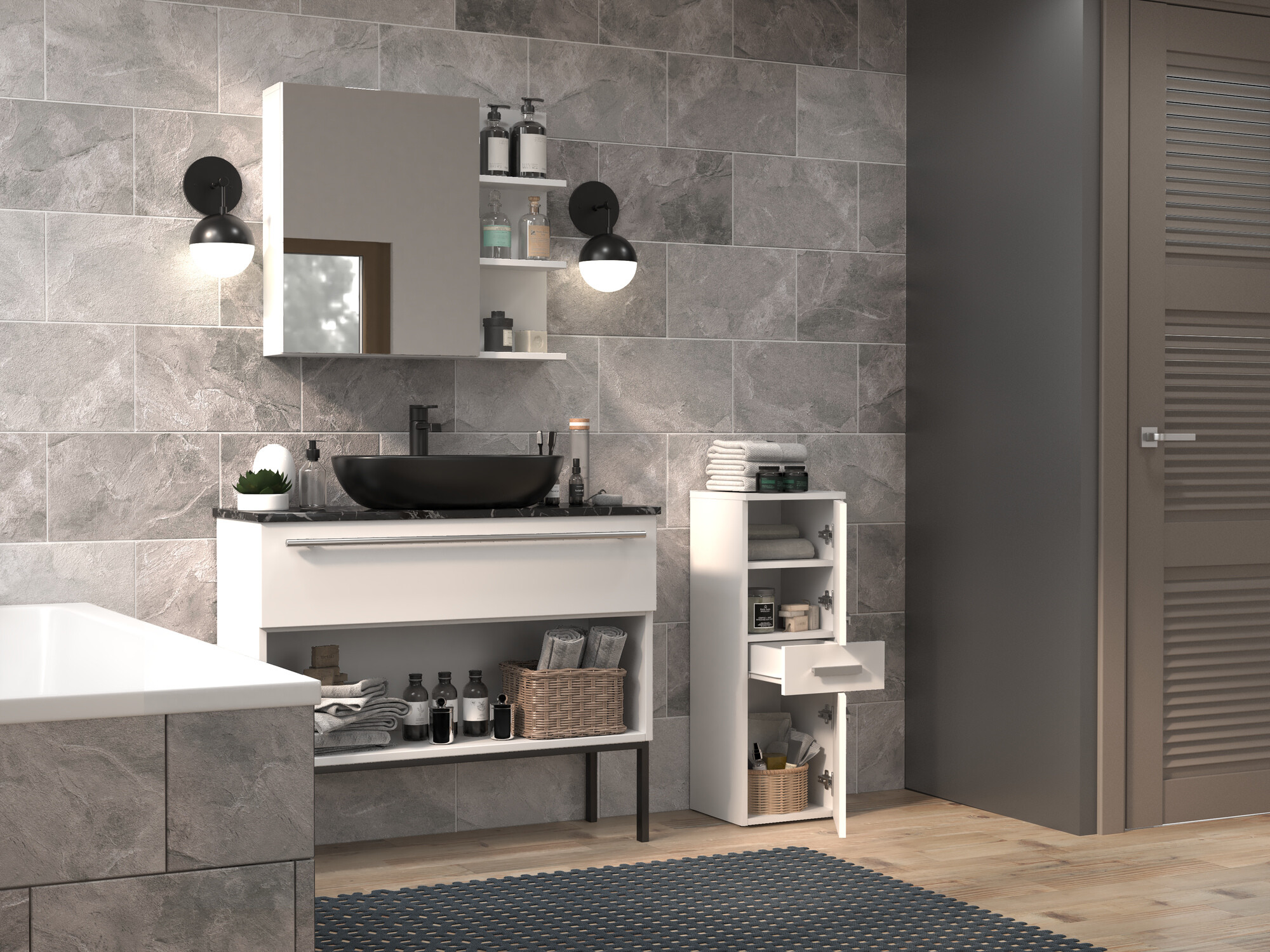 Samostojeći kupaonski ormarić Nolmaru 108 (Bijela)