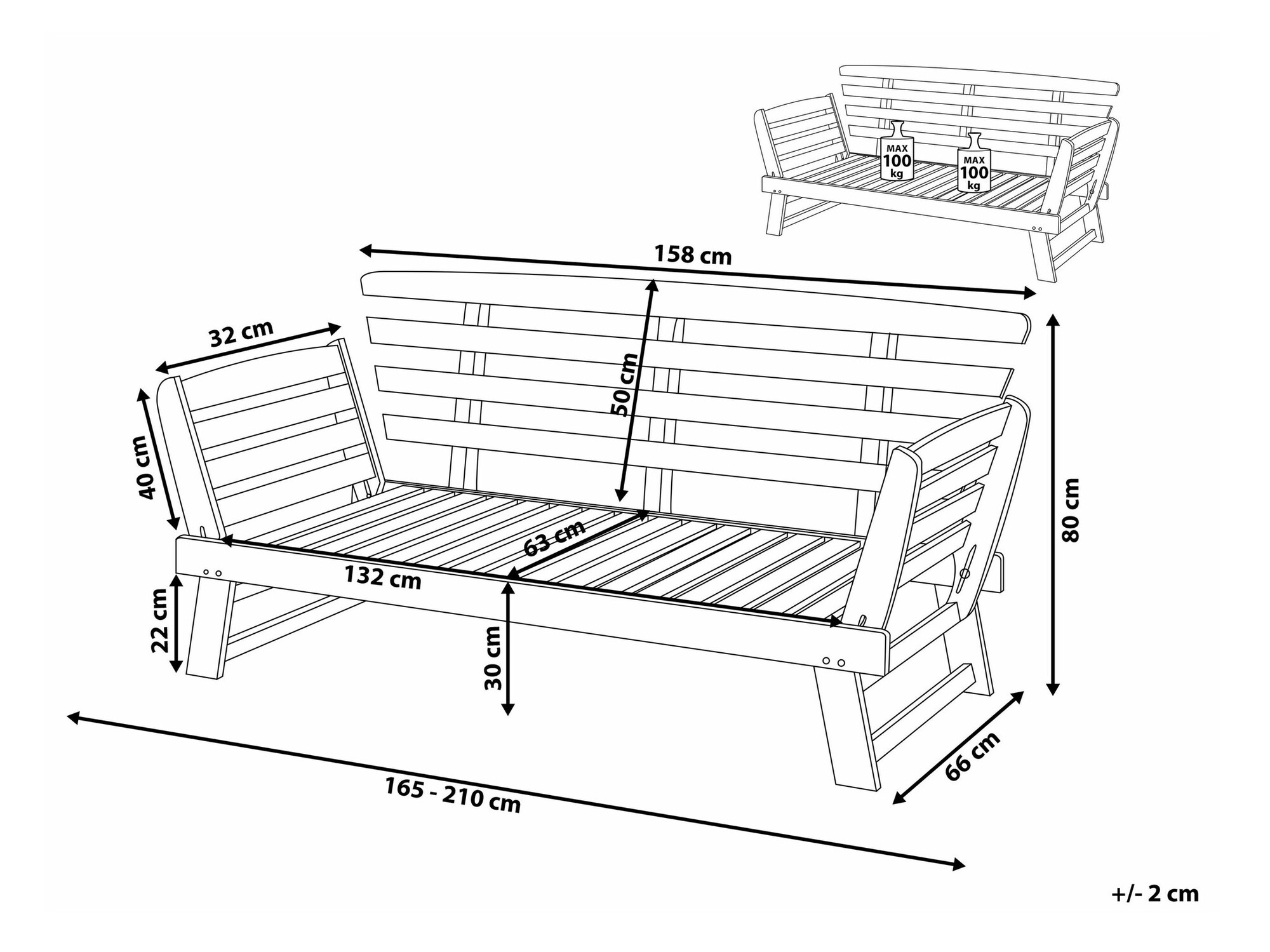 Vrtna sofa Berwyn 1979 (Siva + Tamno drvo)