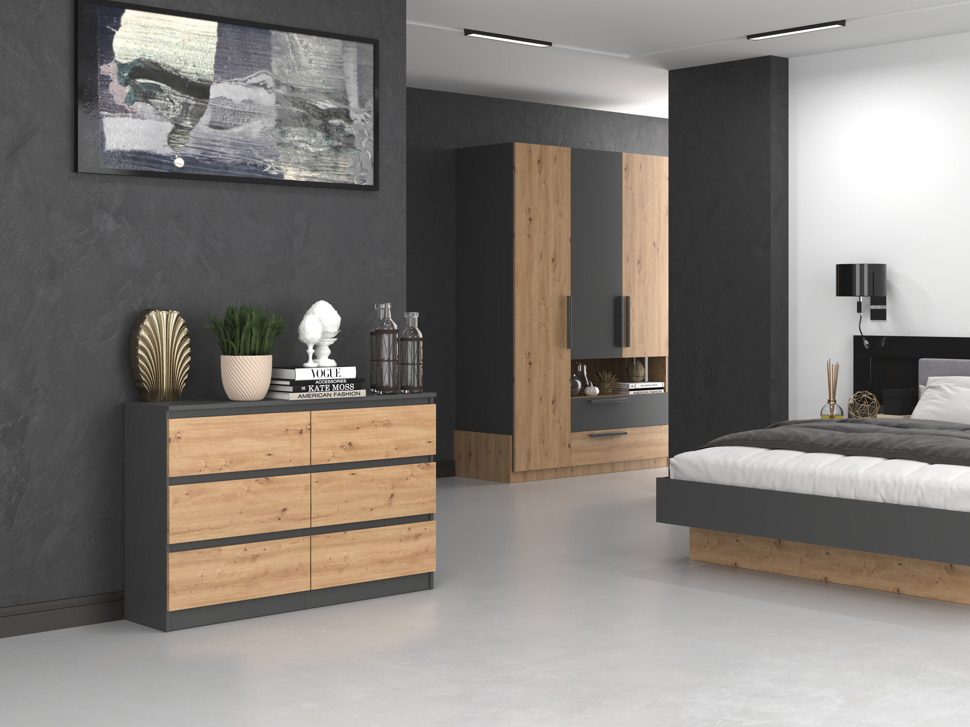 Komoda Elbvelu 103 (Antracit + Artisan hrast)