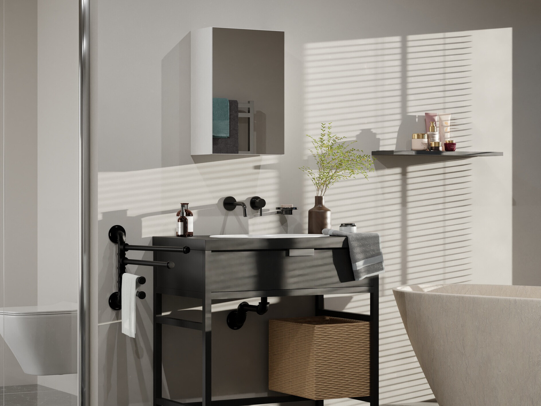 Kupaonski ormarić s ogledalom Balelbo 100 (Bijela)