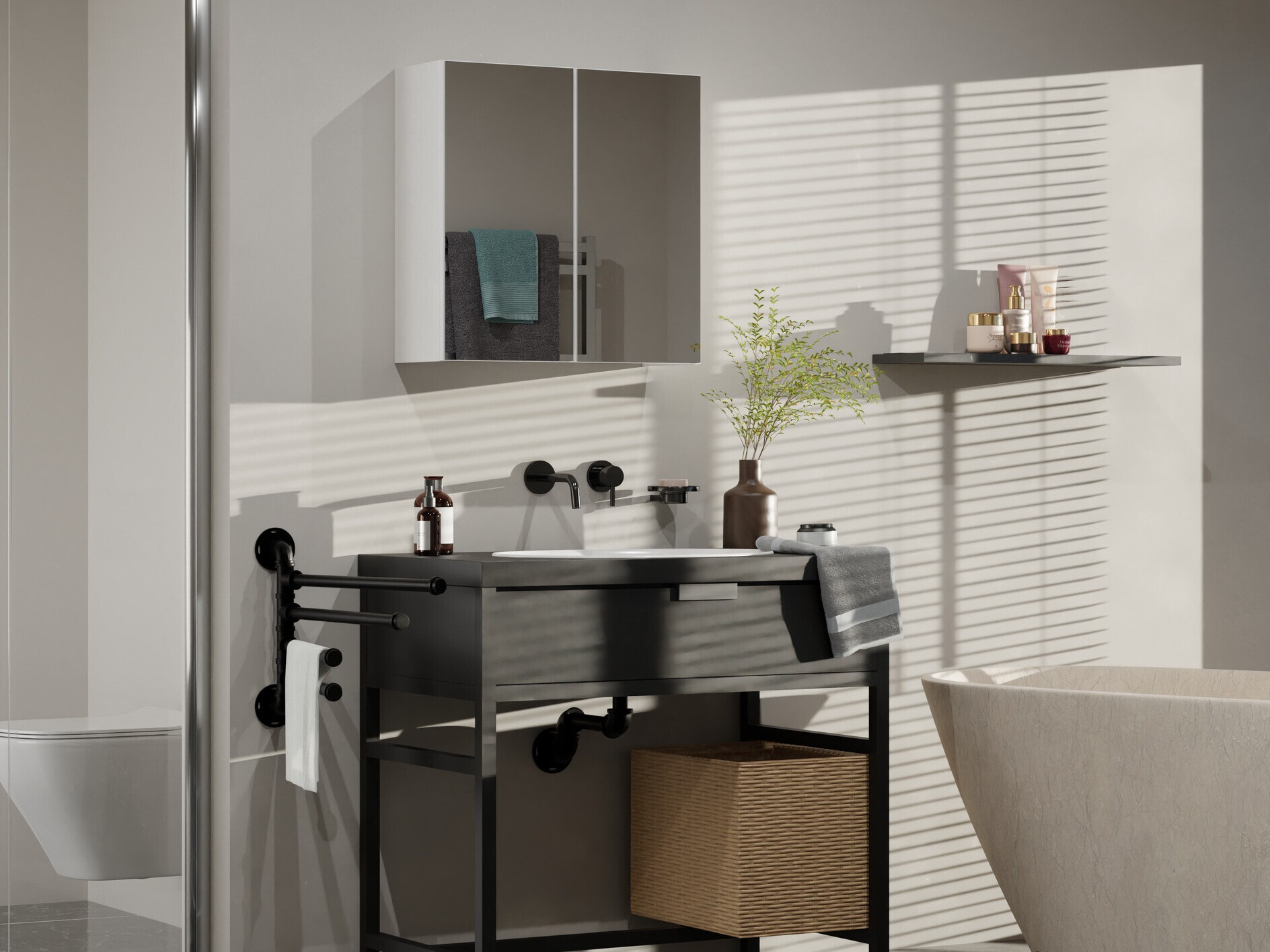 Kupaonski ormarić s ogledalom Balelbo 101 (Bijela)