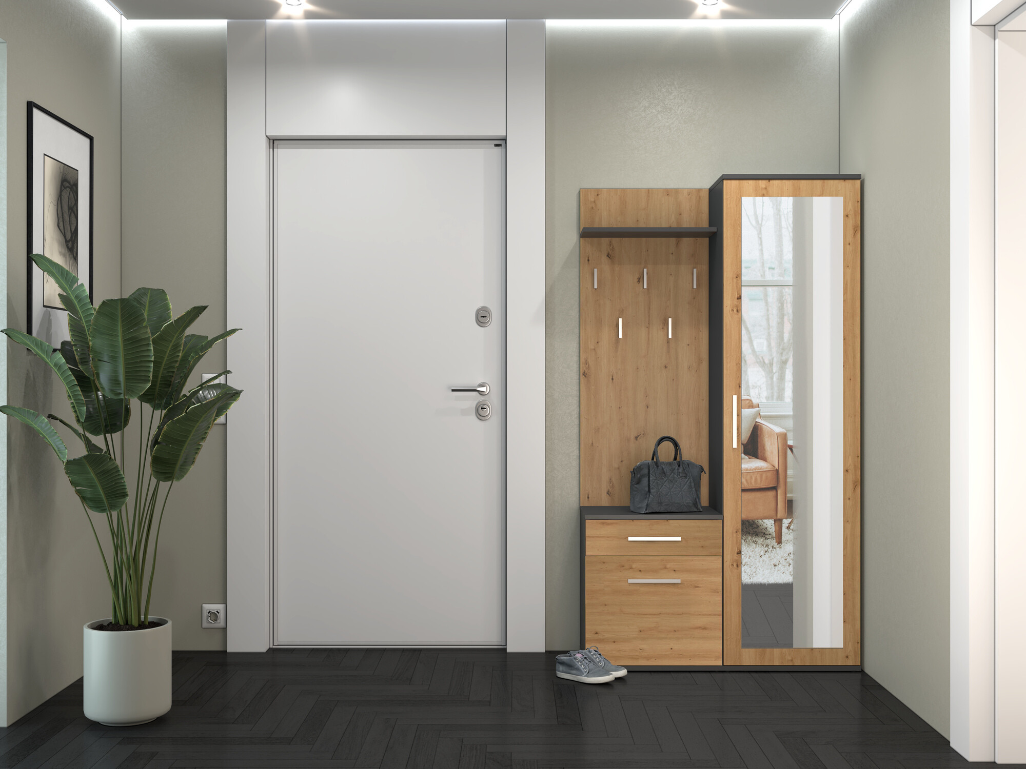 Set za hodnik Mandeville 129 (Artisan hrast + Antracit)