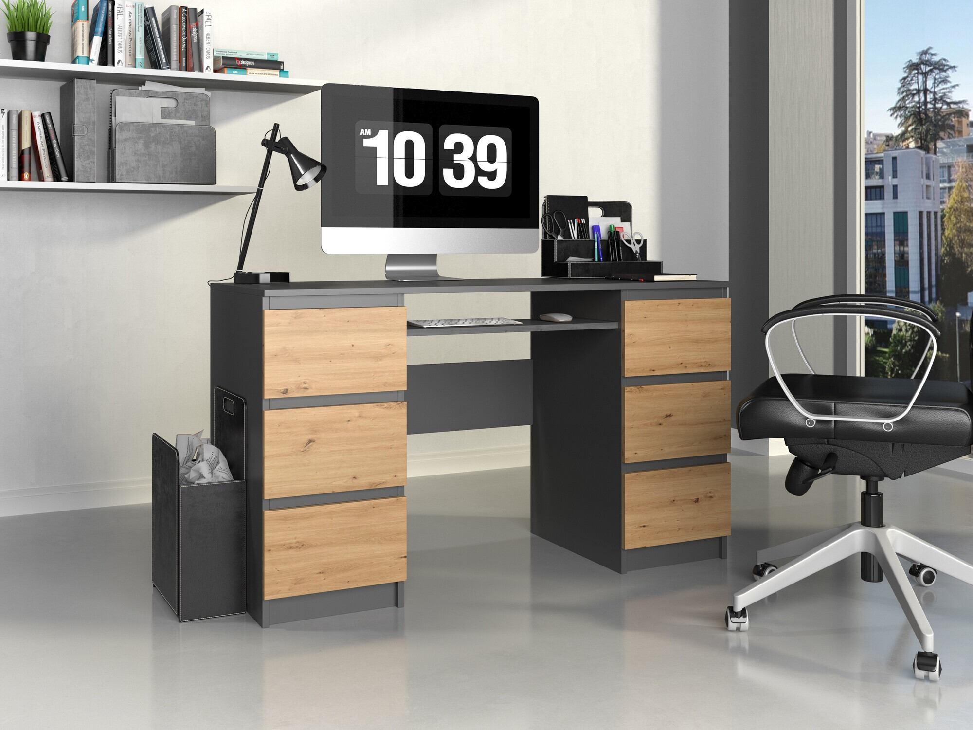 Uredski stol Mandeville 178 (Antracit + Hrast Artisan)