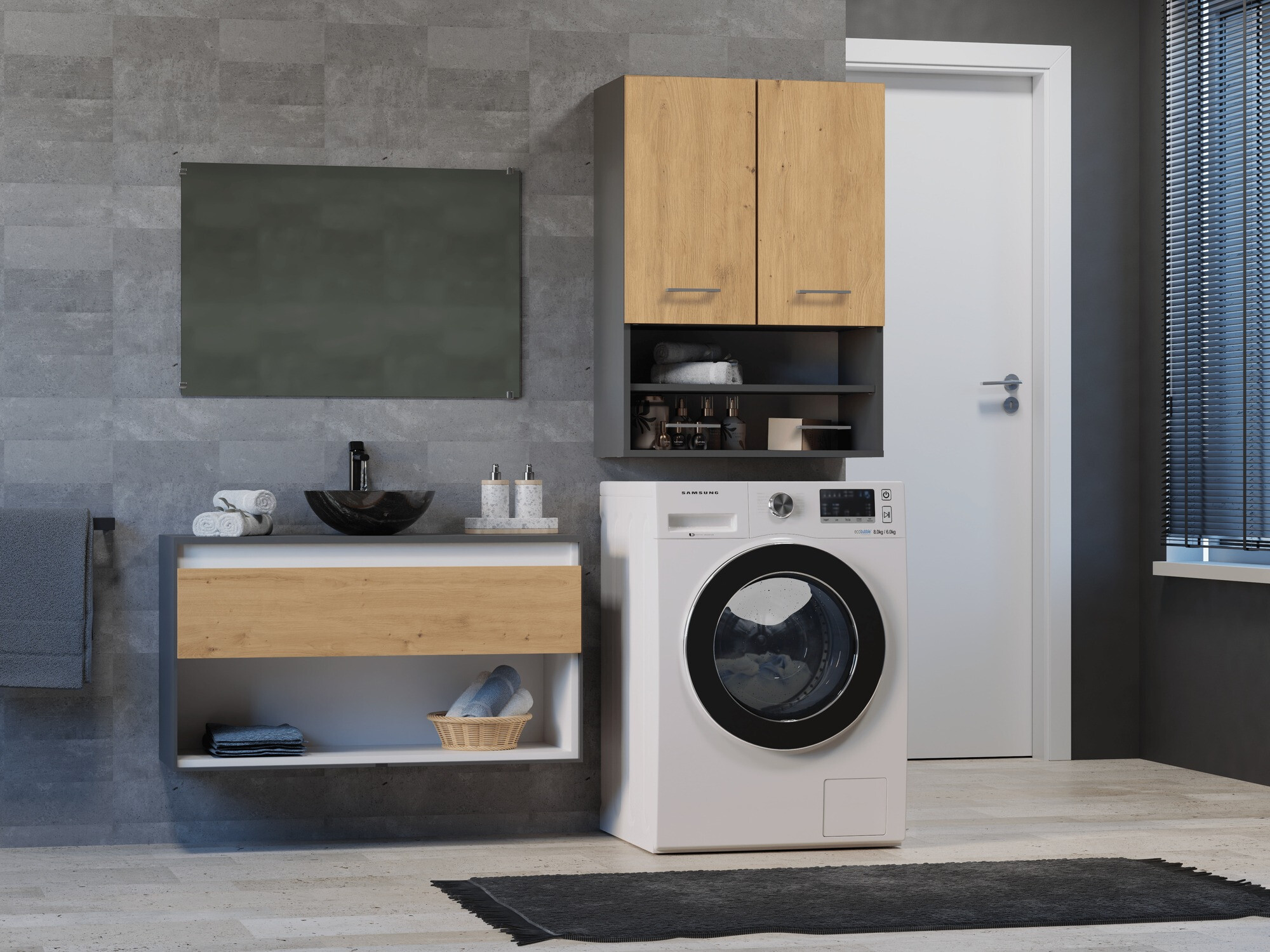 Zidni ormarić Balelbo 106 (Antracit + Hrast Artisan)