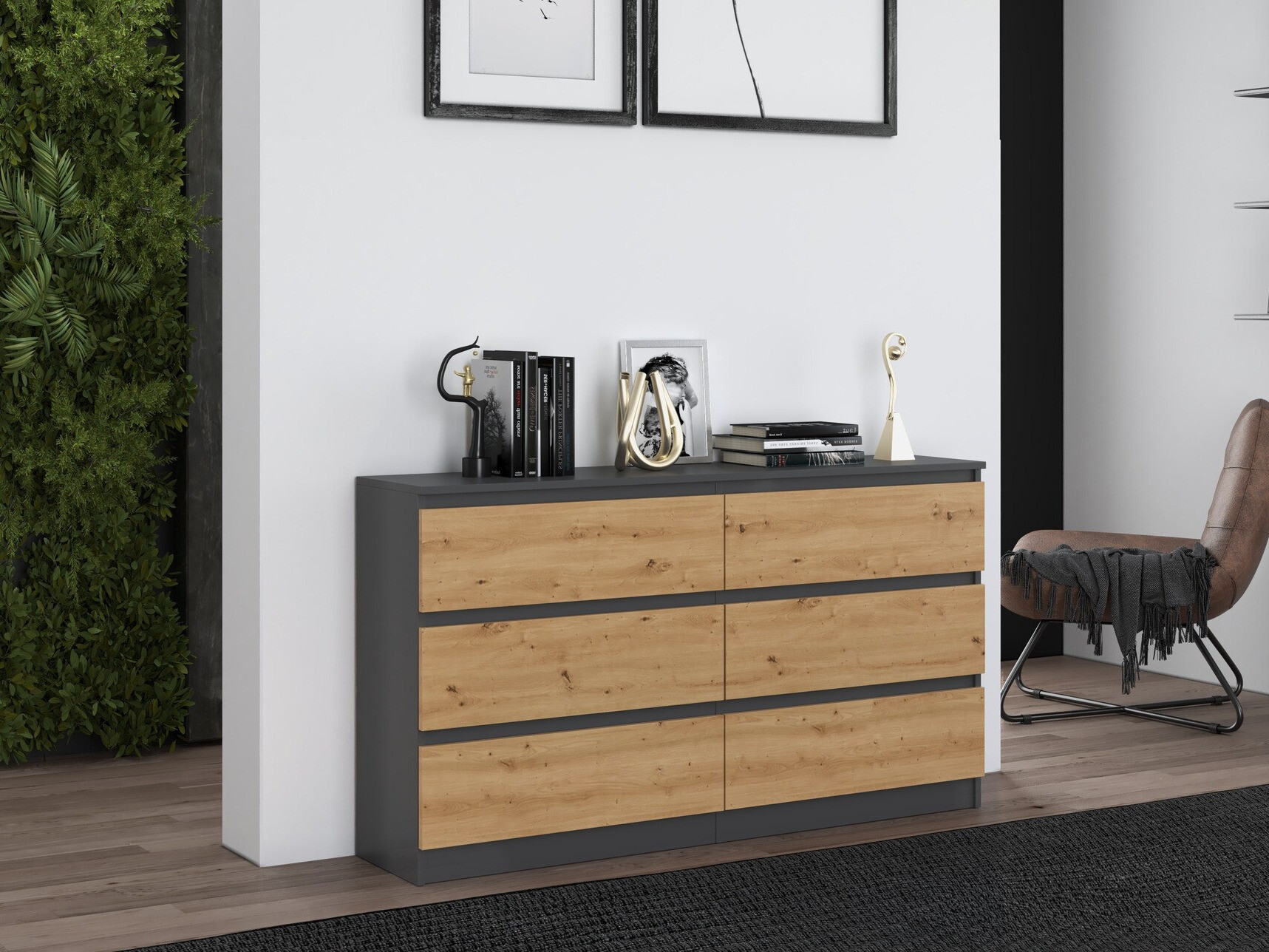 Komoda Elbvelu 102 (Antracit + Hrast Artisan)