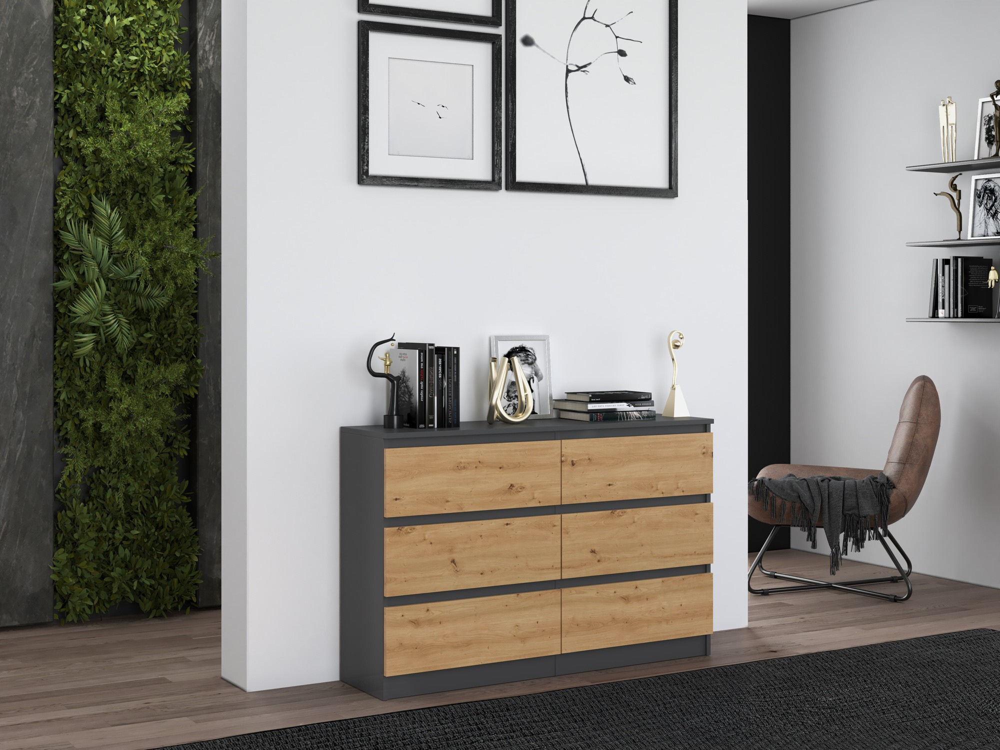 Komoda Elbvelu 103 (Antracit + Hrast Artisan)