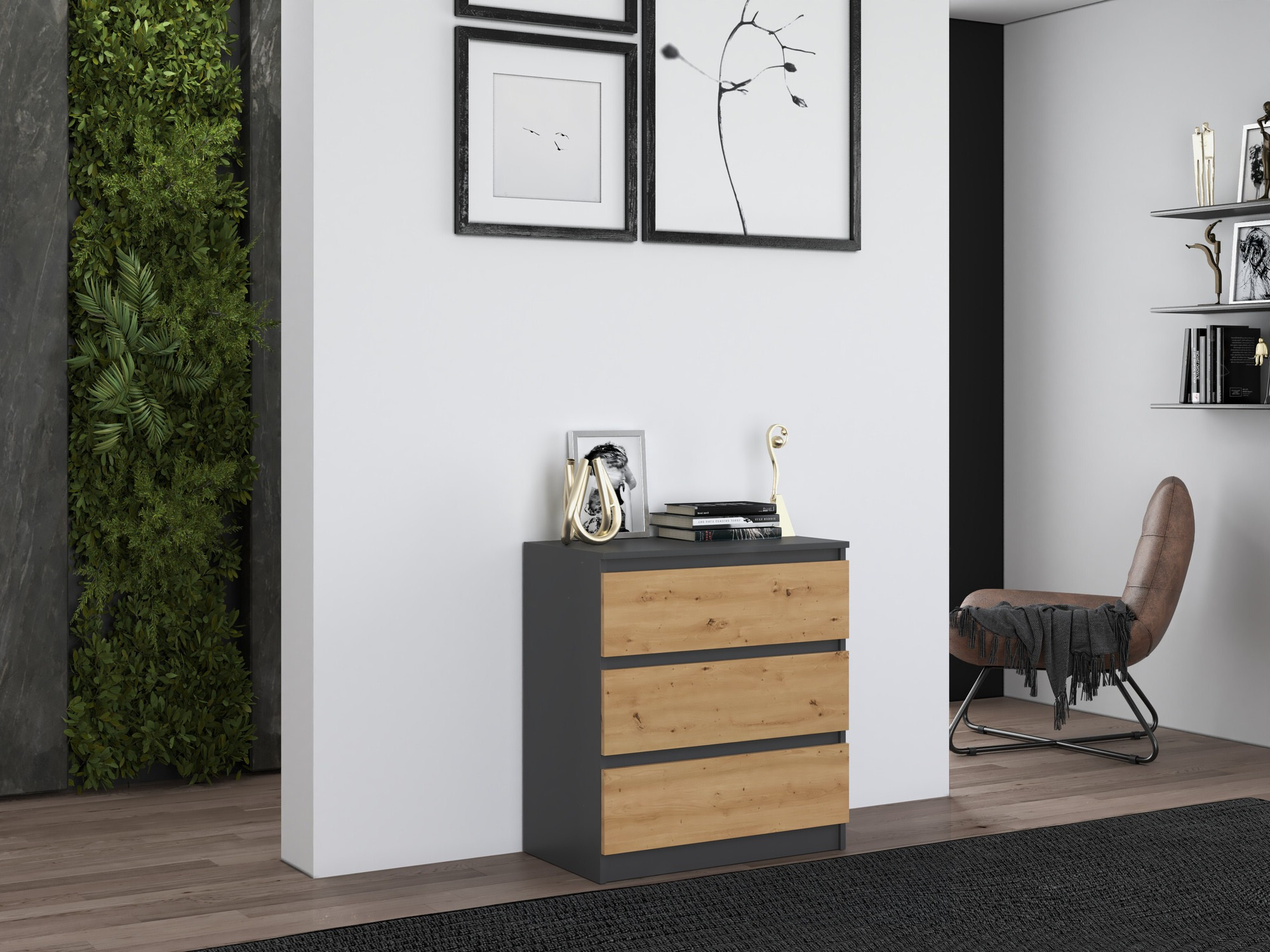 Komoda Elbvelu 106 (Antracit + Hrast Artisan)