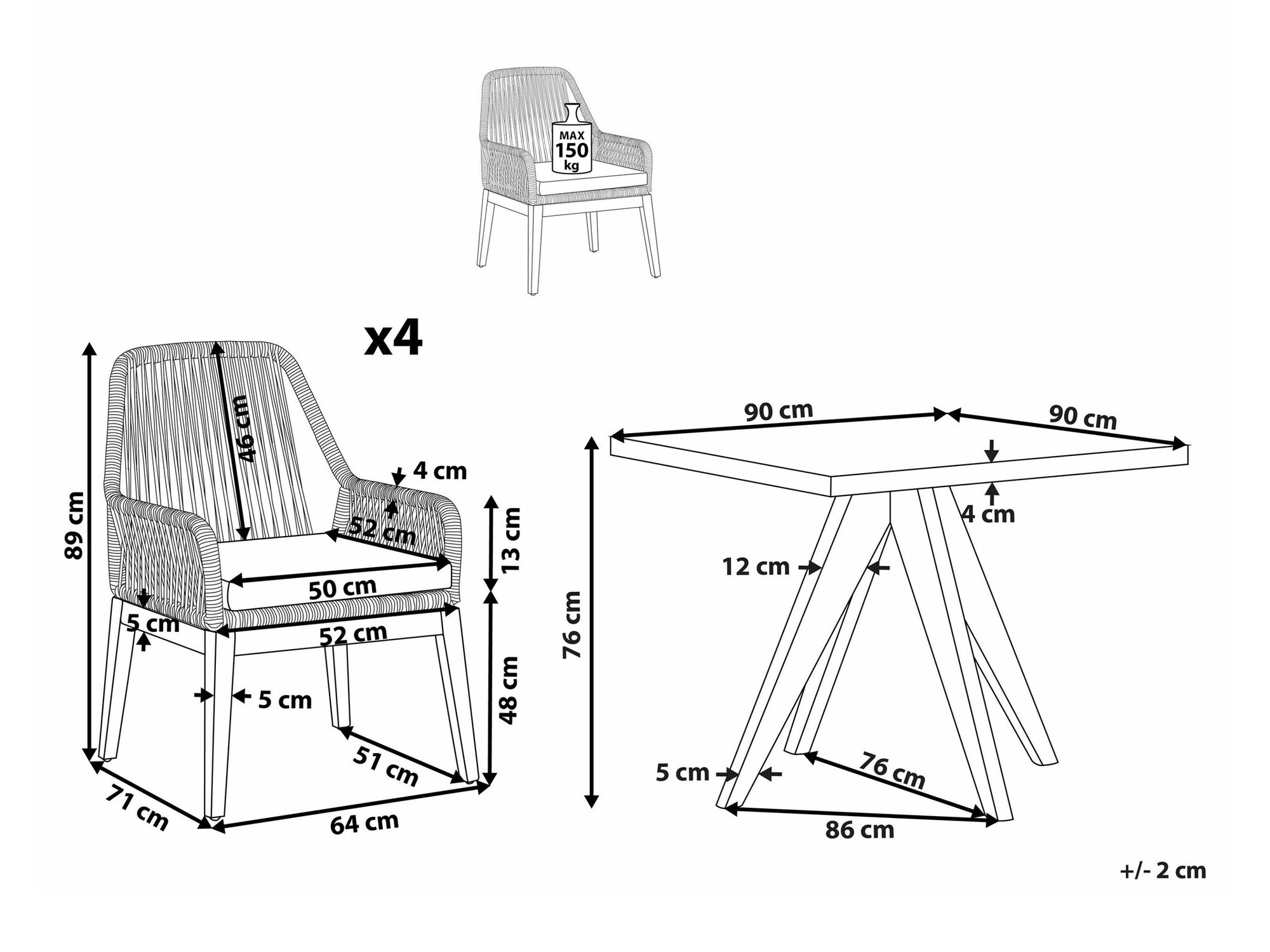 Set stola i stolica Nolsoro 105 (Crna)