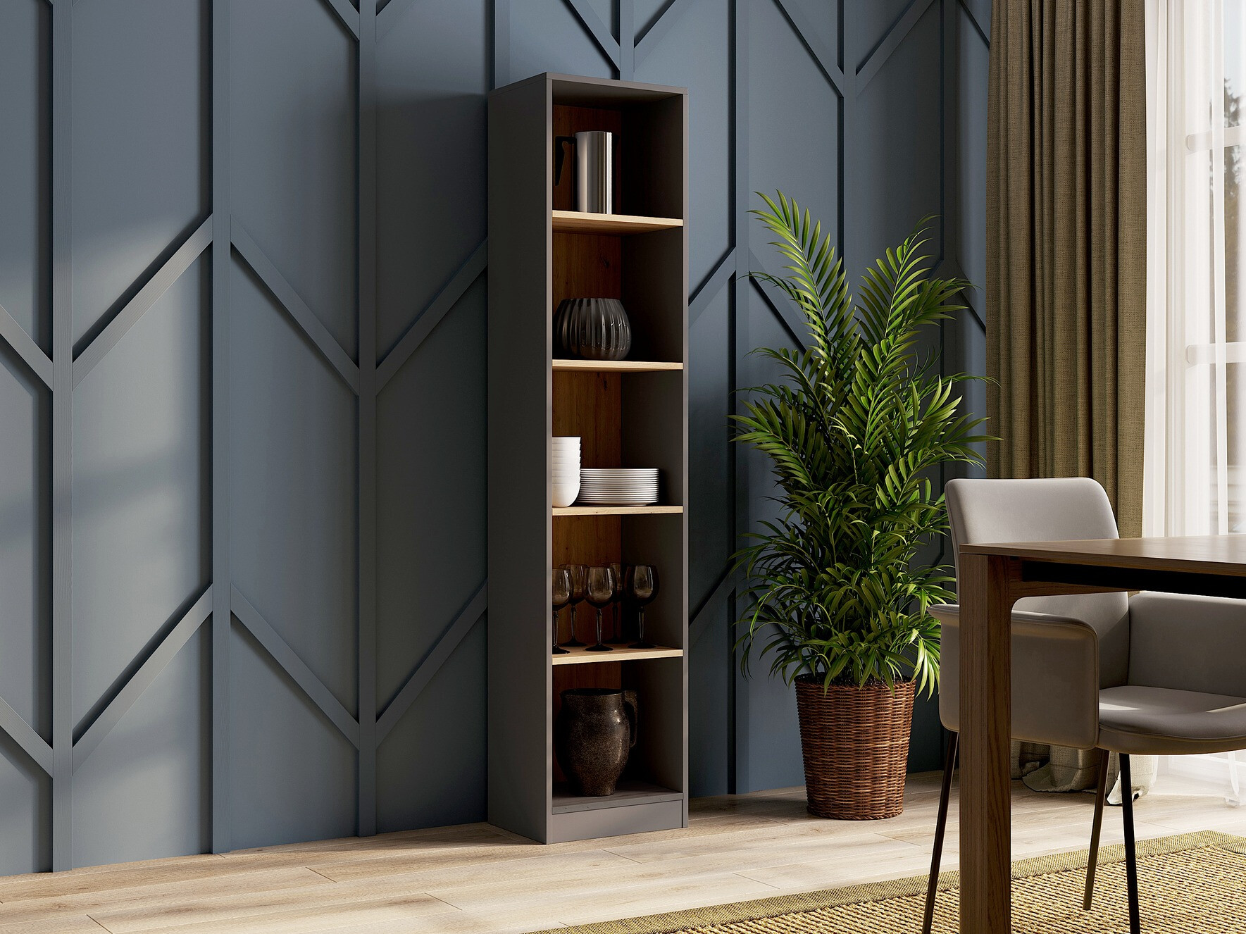 Polica Mandeville 183 (Antracit + Hrast Artisan)