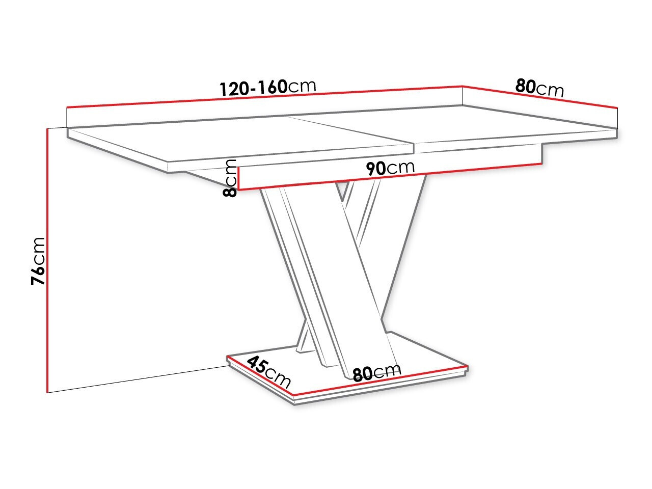 Stol Musus (Bijela + Boja betona)