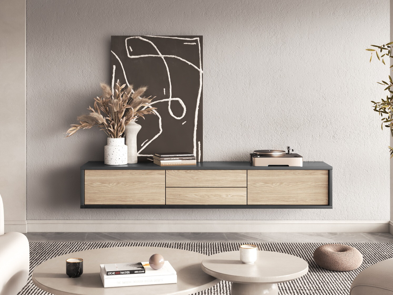 TV stol Austin 325 (Antracit + Hrast)