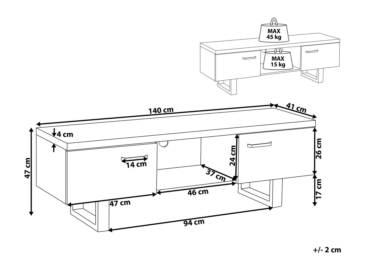 TV stol Berwyn 501 (Svijetlo drvo)