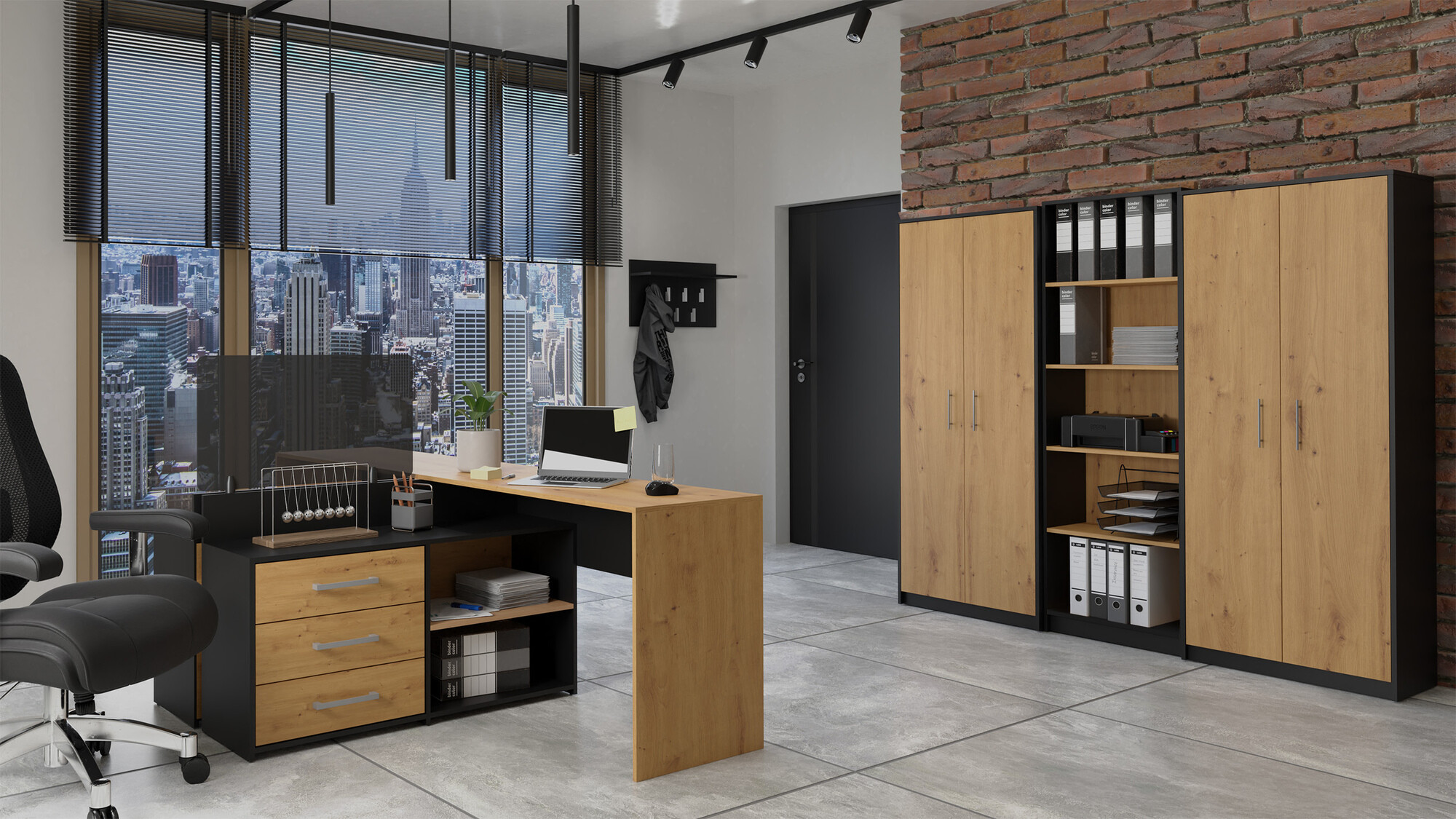 Polica Mandeville 196 (Antracit + Hrast Artisan)