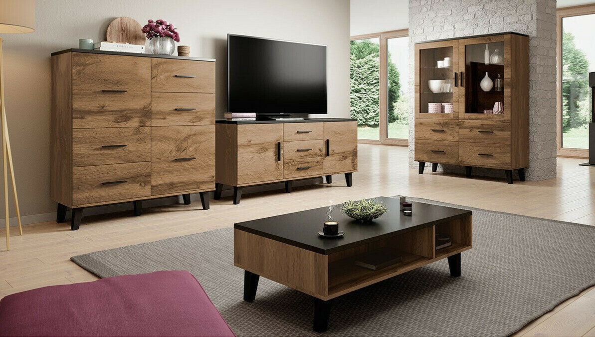 TV stol Larfloi 107 (Wotan hrast + Crna)