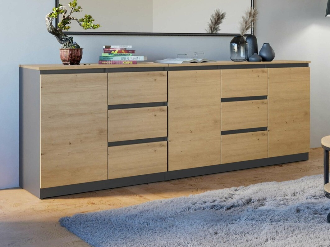 Komoda Elbvelu 109 (Antracit + Hrast Artisan)