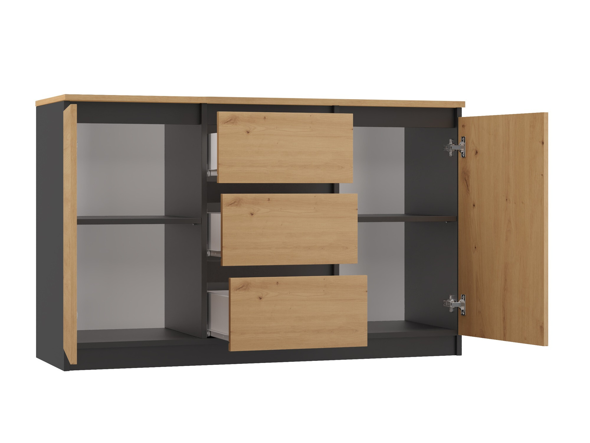 Komoda Elbvelu 109 (Antracit + Hrast Artisan)