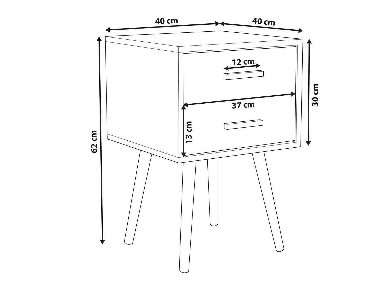 Noćni ormarić Berwyn 281 (Bijela + Svijetlo drvo)