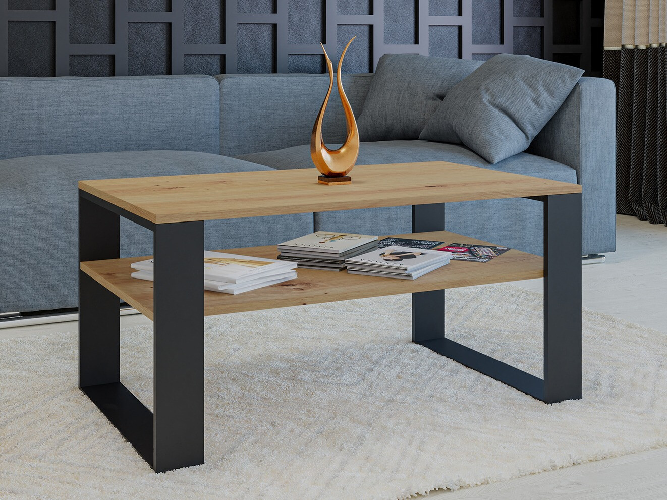 Stolić za kavu Mandeville 208 (Hrast Artisan + Crna)