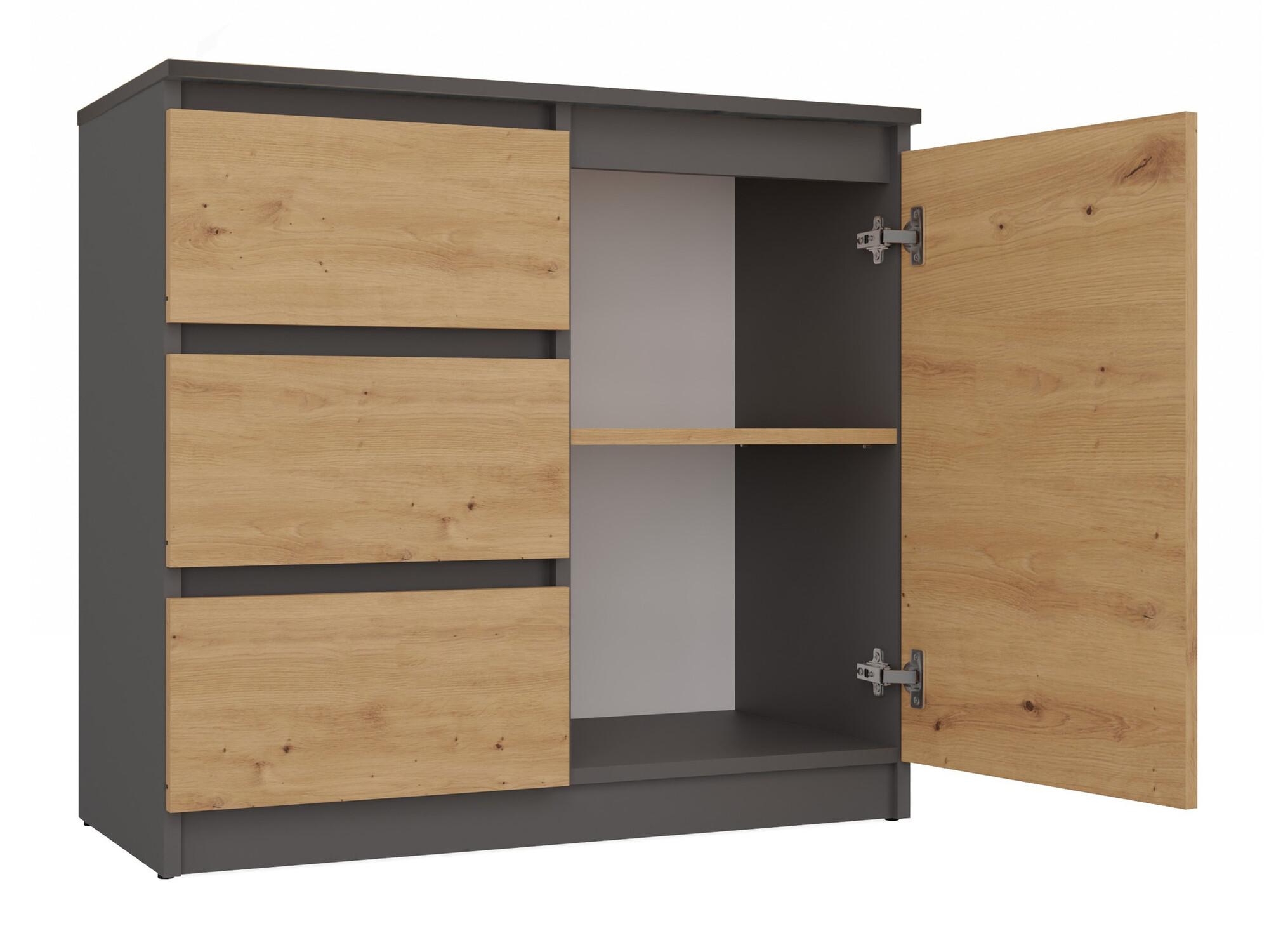Komoda Elbvelu 110 (Antracit + Hrast Artisan)