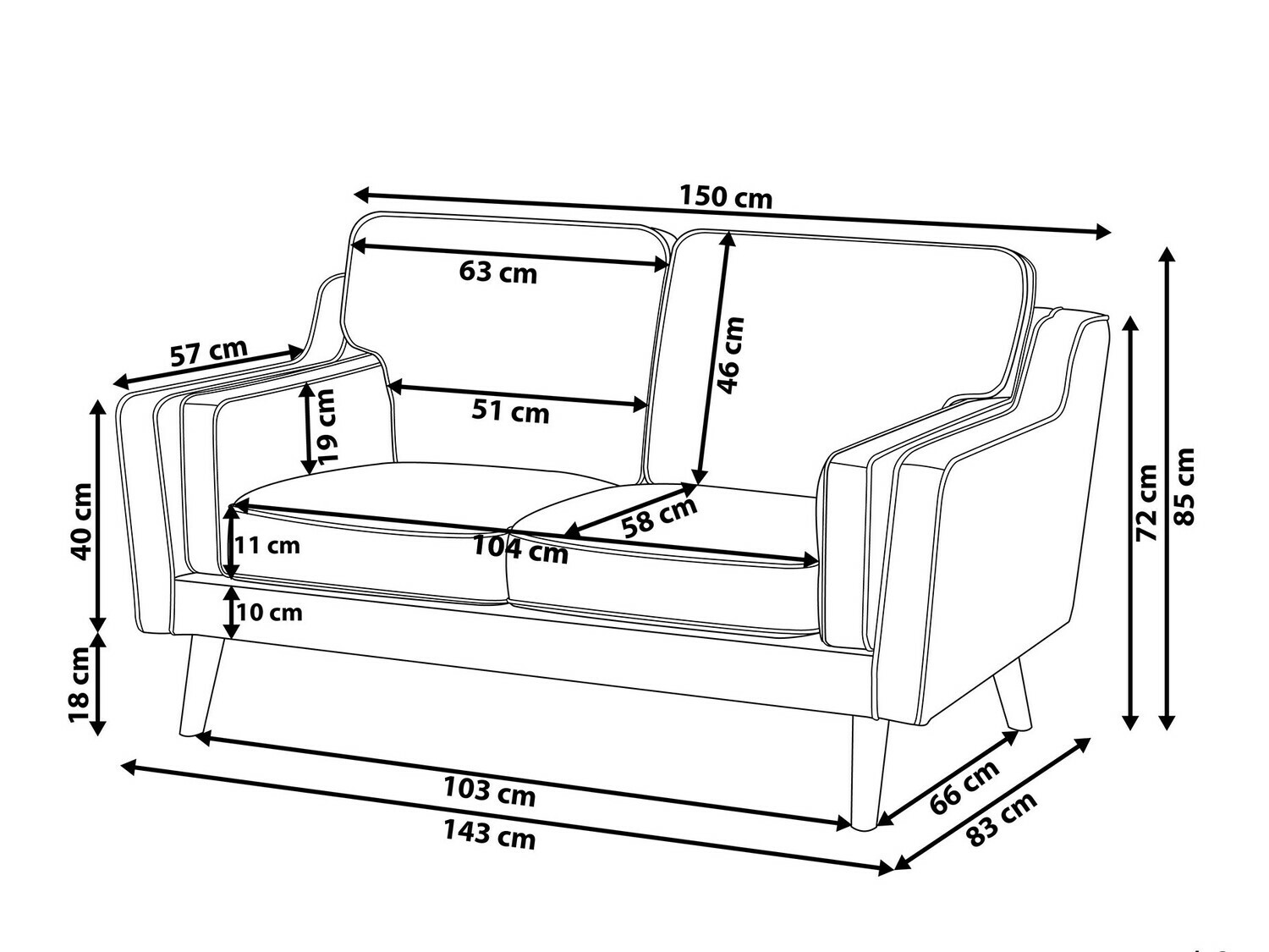 Kauč Berwyn 254 (Tamno siva)