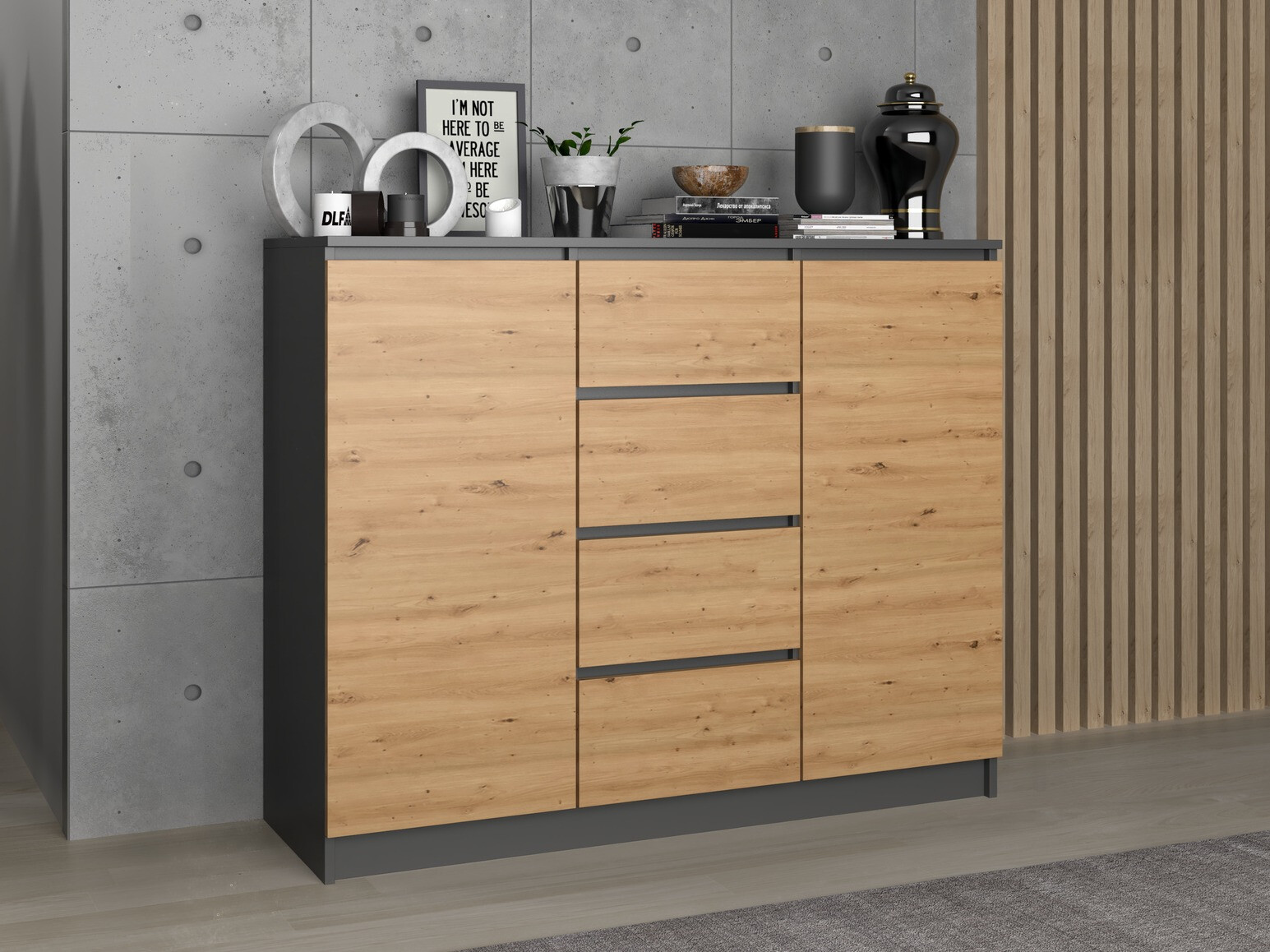 Komoda Elbvelu 113 (Antracit + Hrast Artisan)