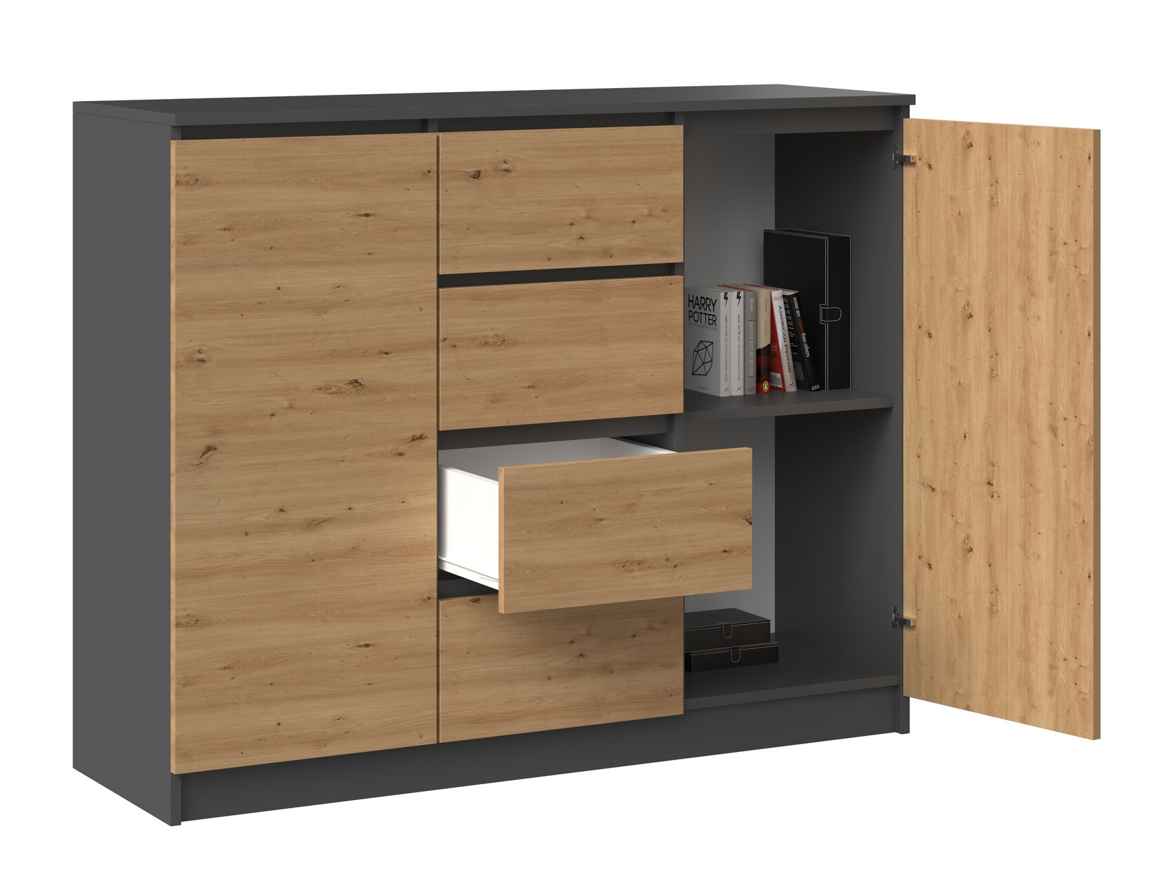 Komoda Elbvelu 113 (Antracit + Hrast Artisan)