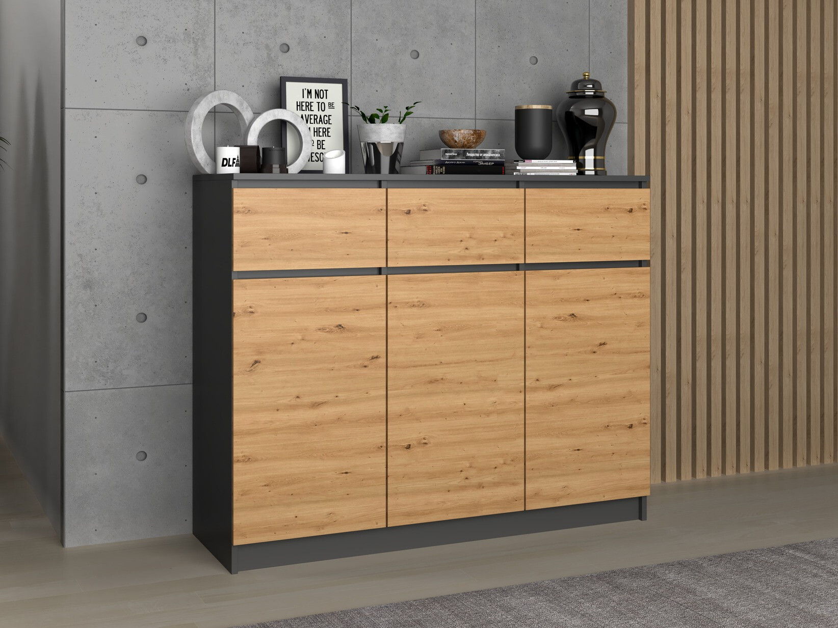 Komoda Elbvelu 115 (Antracit + Hrast Artisan)