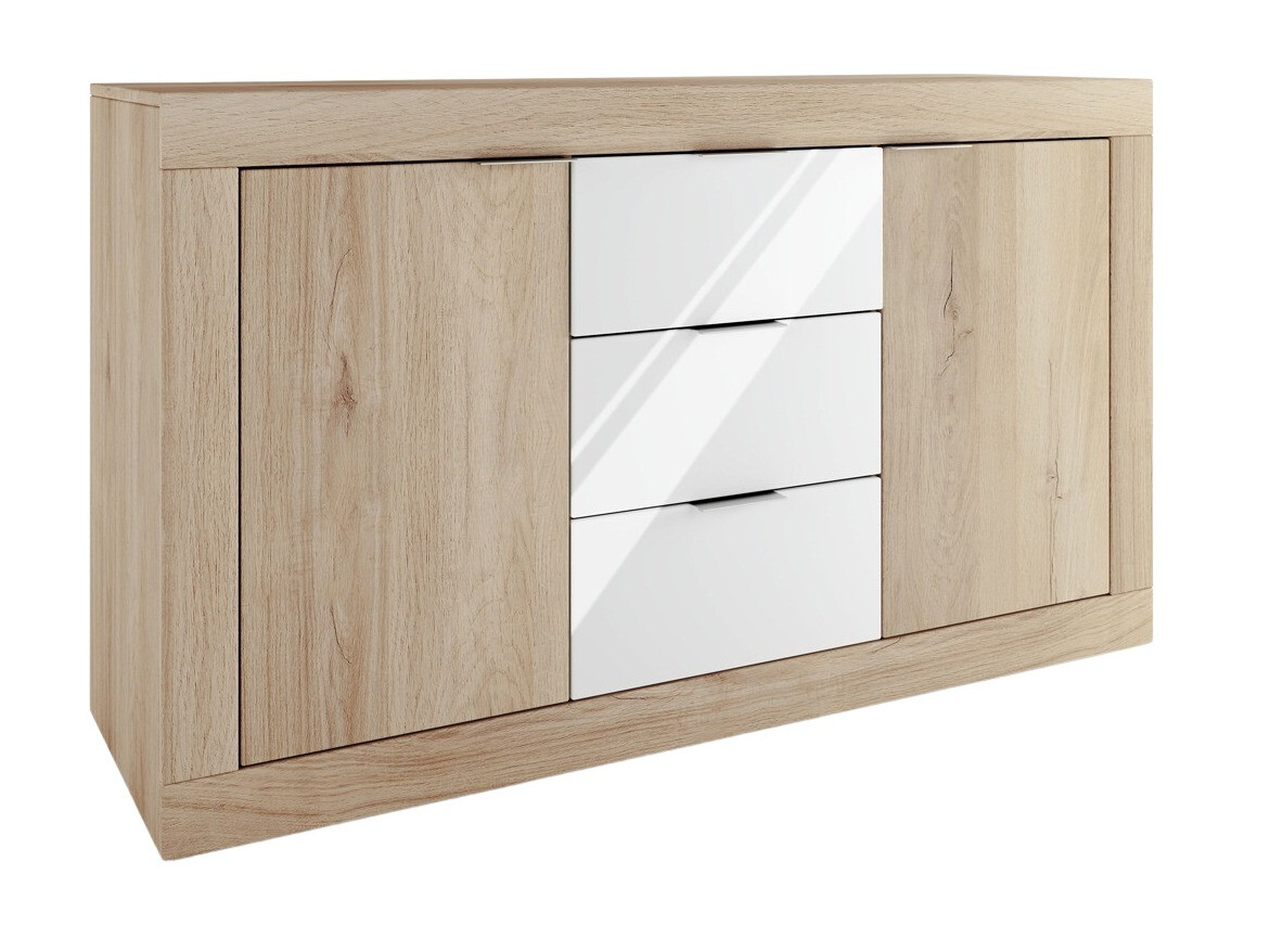 Komoda Portland 396 (Arven hrast + Sjajno bijela)