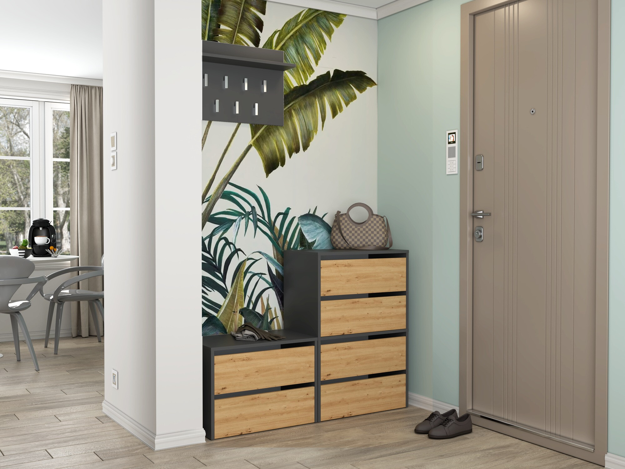 Ormarić za cipele Mandeville 222 (Antracit + Artisan hrast)