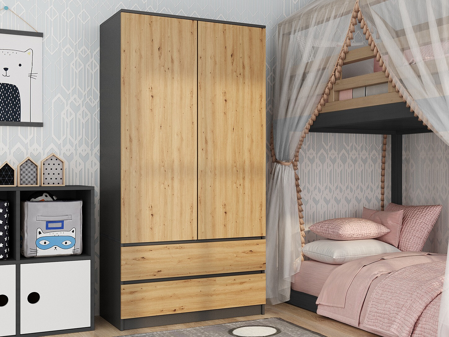 Ormar Elbvelu 116 (Antracit + Hrast Artisan)