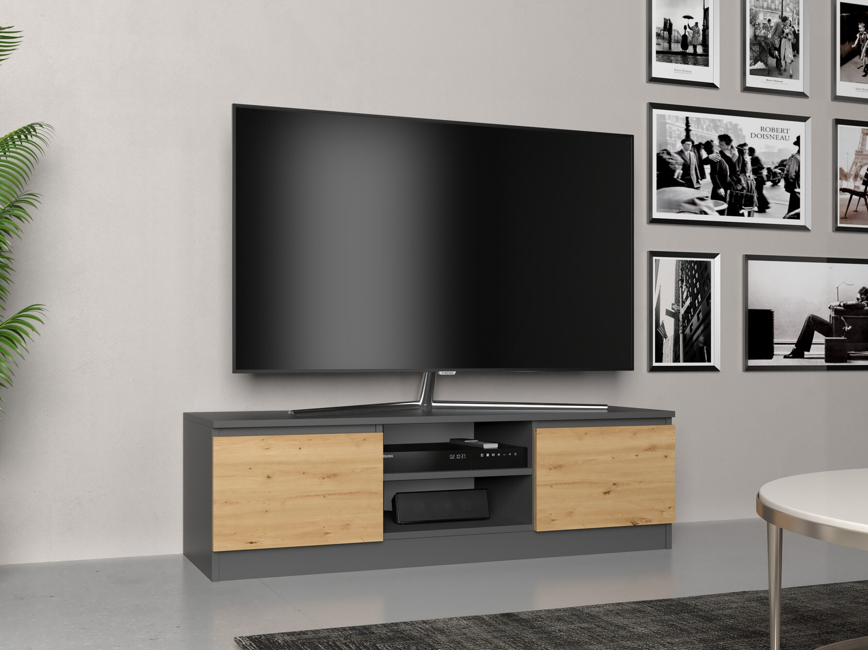 TV stol Elbvelu 123 (Antracit + Hrast Artisan)
