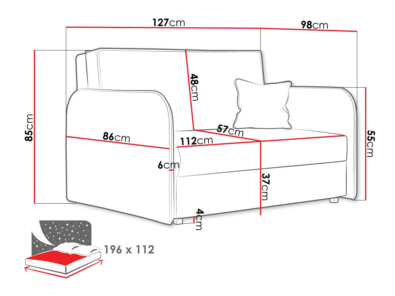 Kauč na razvlačenje Columbus 124 (Again 06)