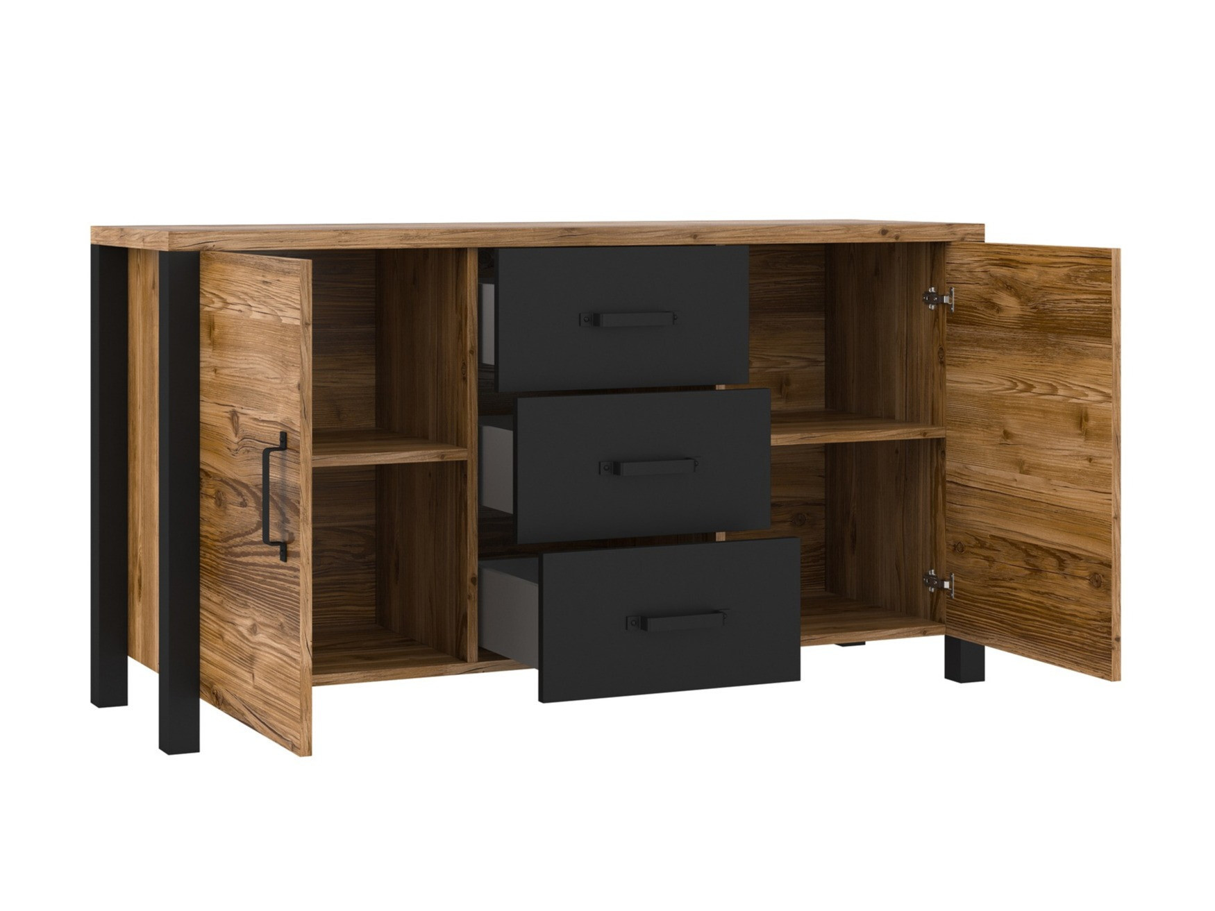 Komoda Tornua 103 (Tamna smreka + Mat crna)