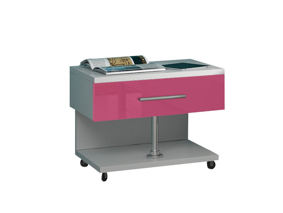 Noćni ormarić Salmere 103 (Bijela + Sjajno ružičasta)