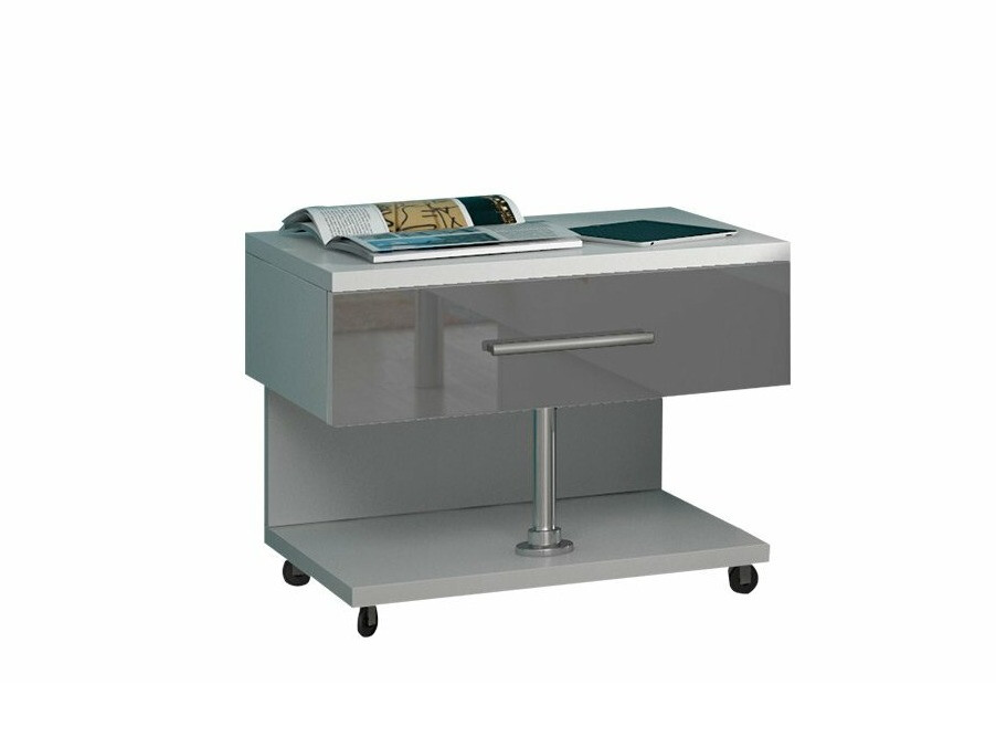 Noćni ormarić Salmere 103 (Bijela + Sjajno sivo)