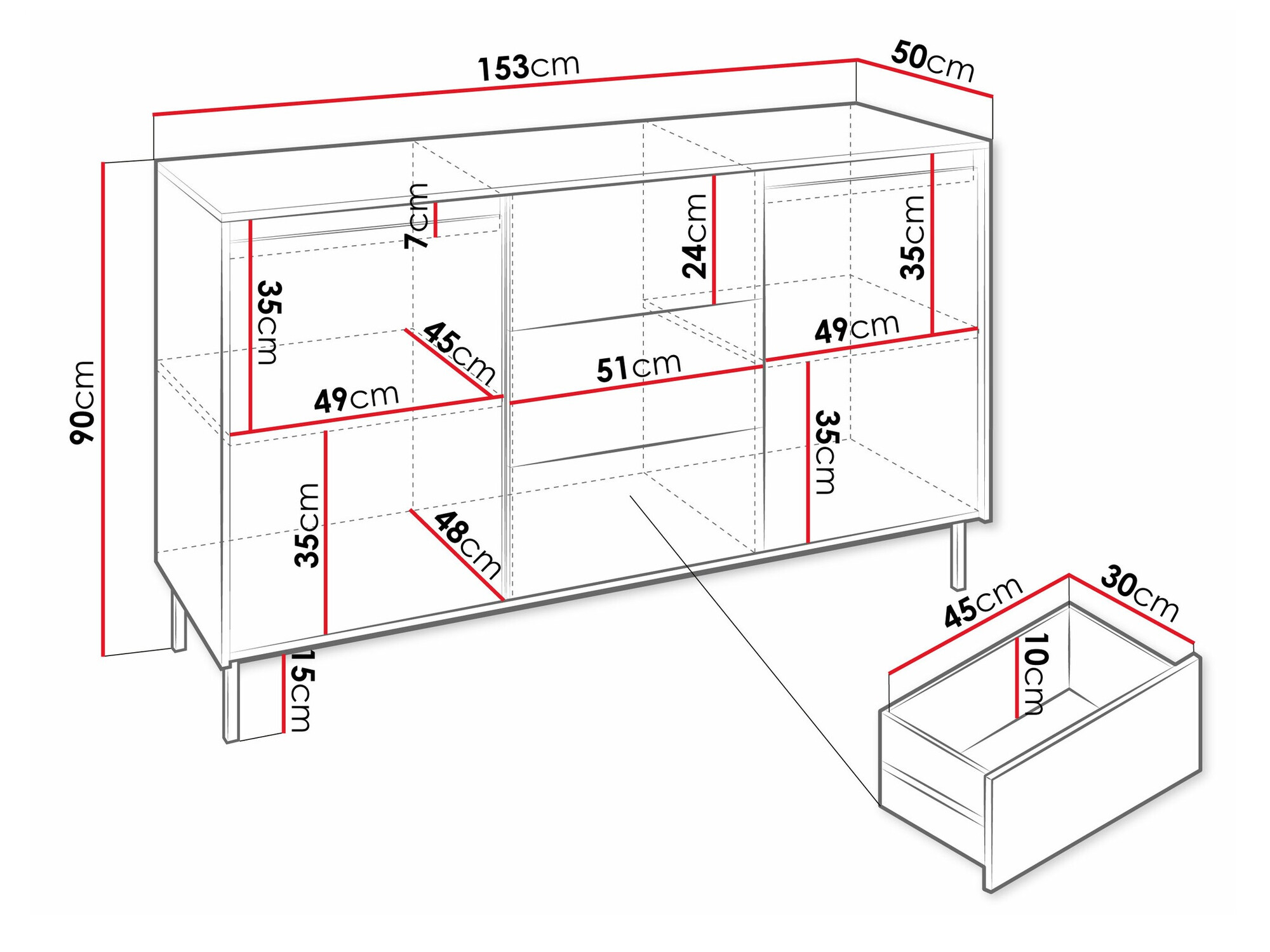 Komoda Comfivo Delruva 101 (Crna)
