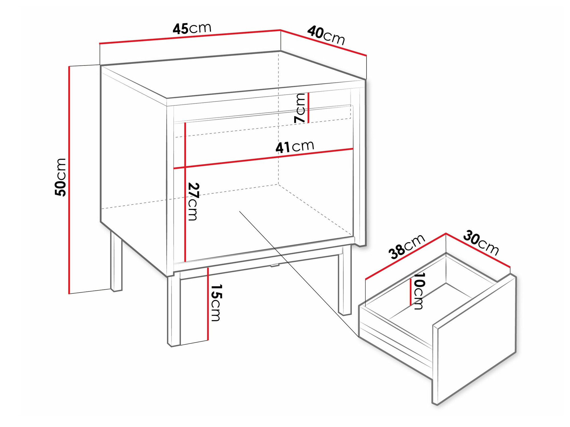 Noćni ormarić Comfivo Delruva (Bijela)