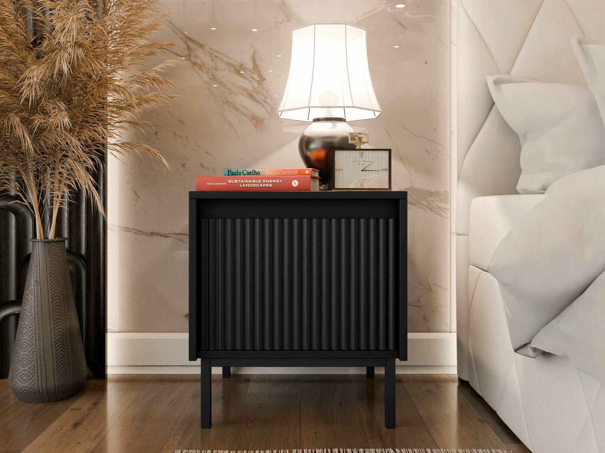 Noćni ormarić Comfivo Delruva (Crna)