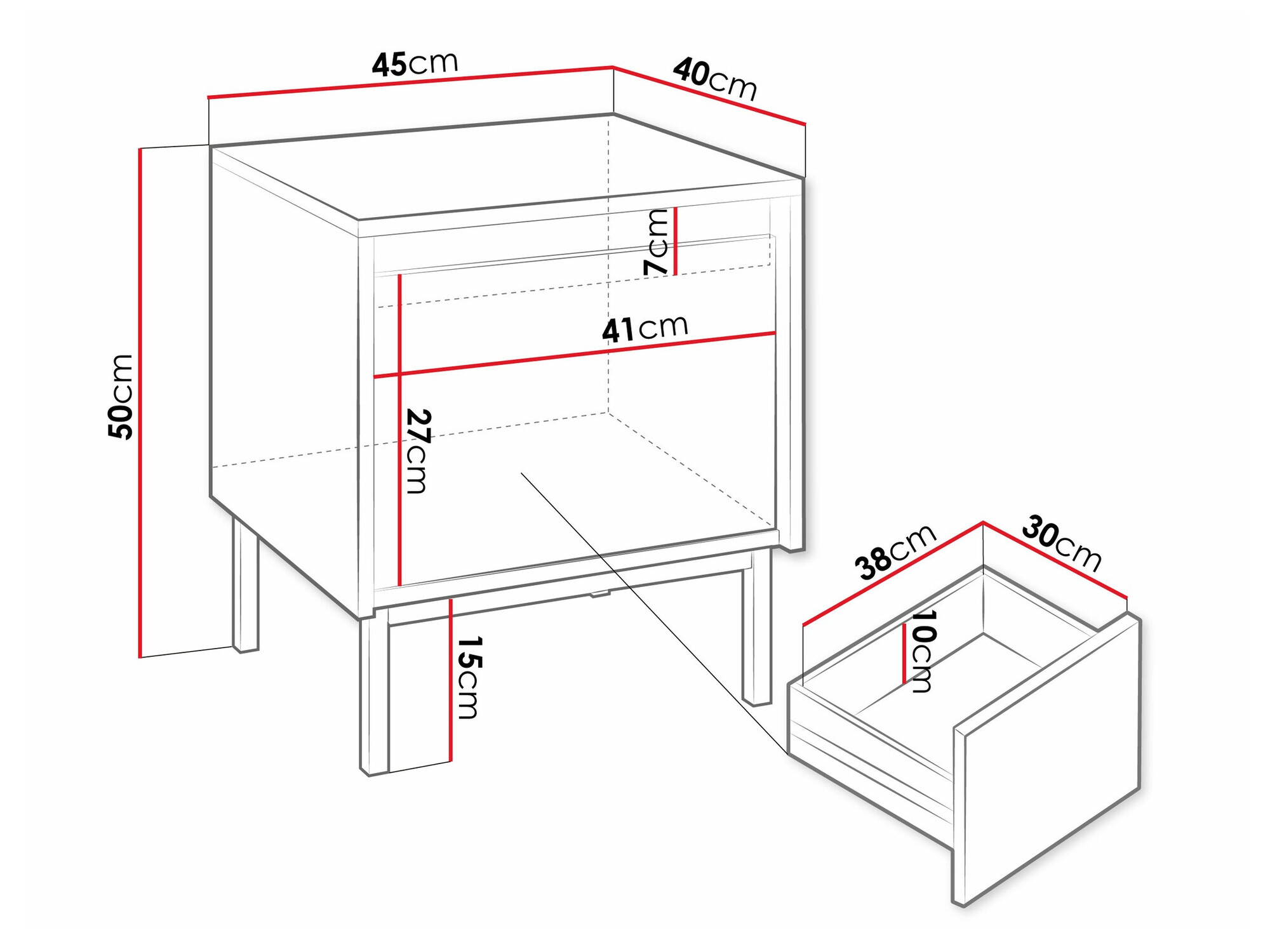 Noćni ormarić Comfivo Delruva (Crna)