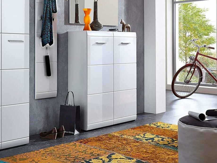 Polica za cipele Livromu 102 (Sjajno bijela)