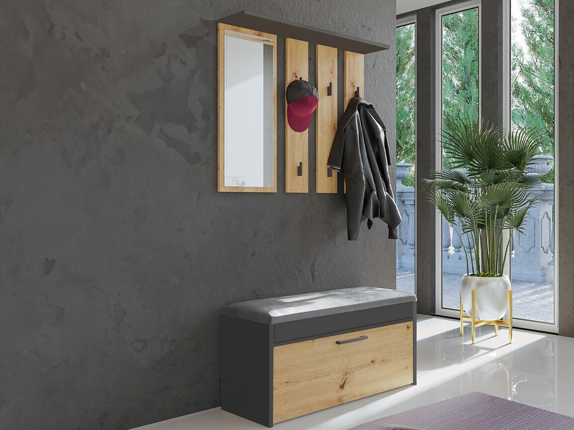 Set za hodnik Mandeville 218 (Antracit + Hrast Artisan)