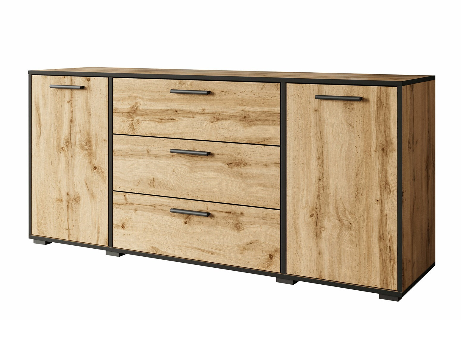 Komoda Sarasota 174 (Crna + Hrast Wotan)