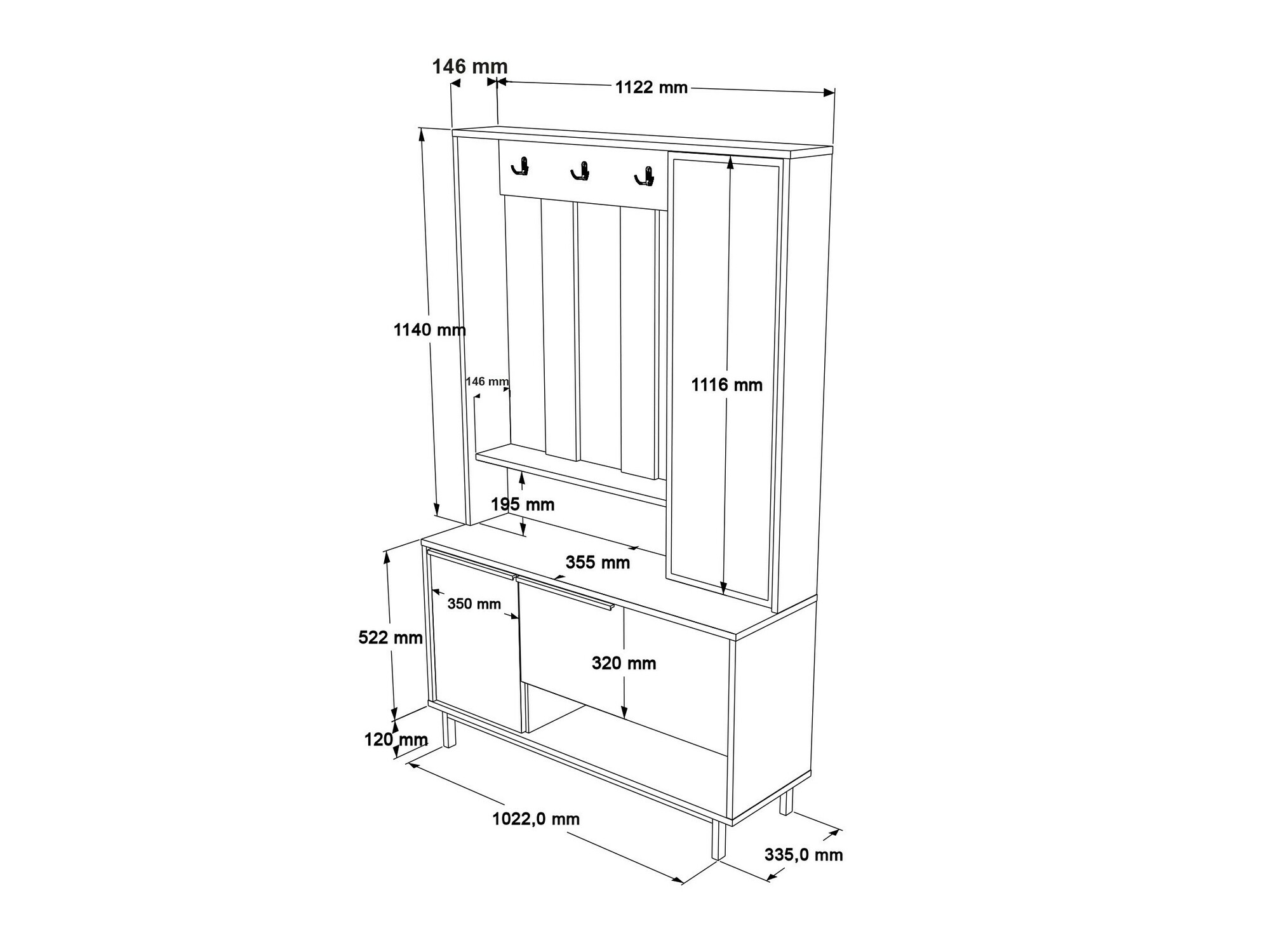 Set za hodnik Fertore 110 (Orah)