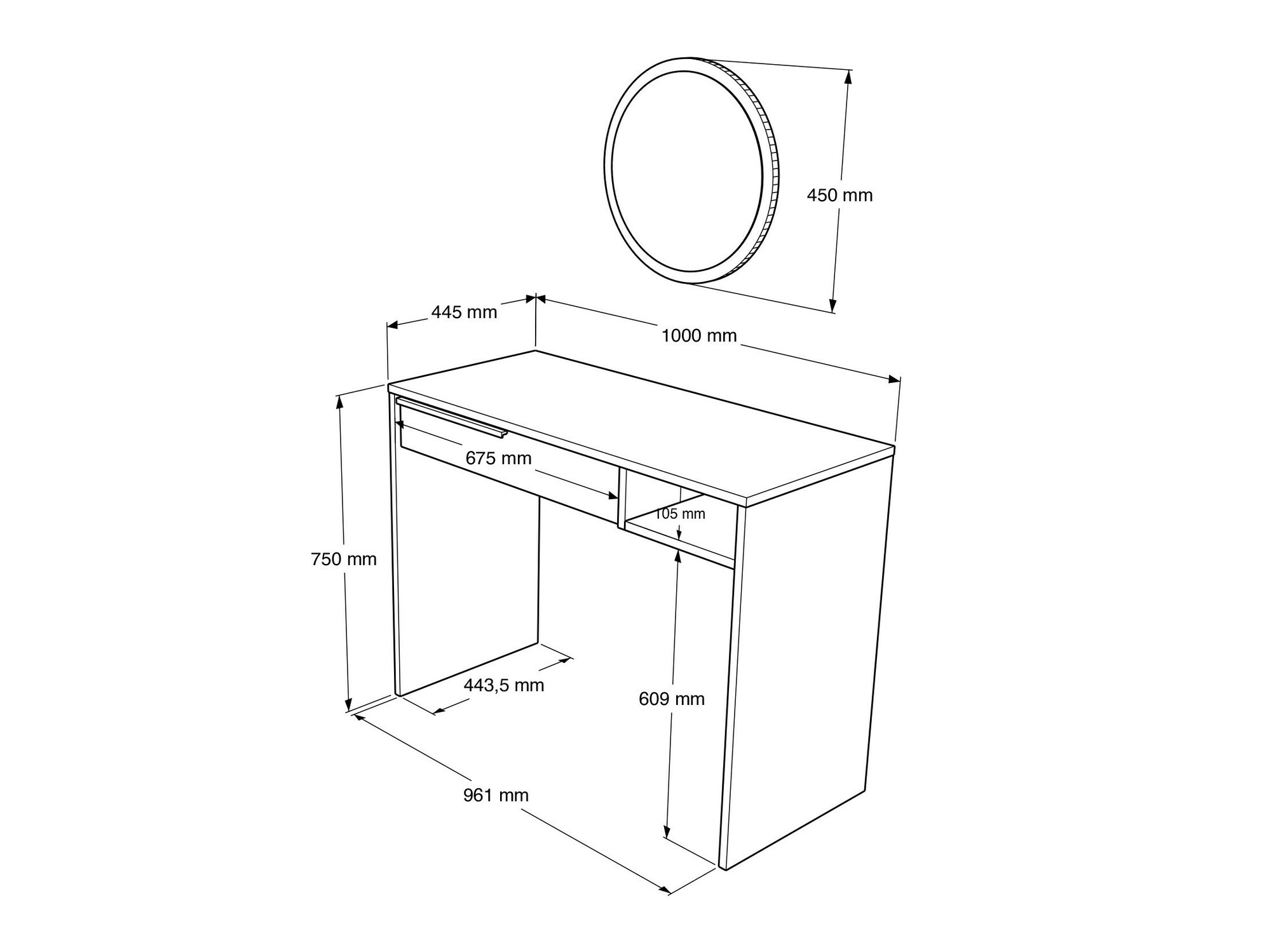 Toaletni stolić Fertore 117 (Orah)