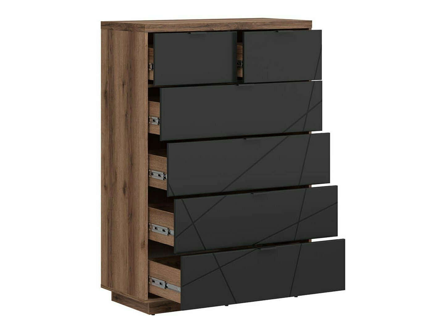 Komoda Fivale 119 (Tamni hrast Delano + Mat crna)