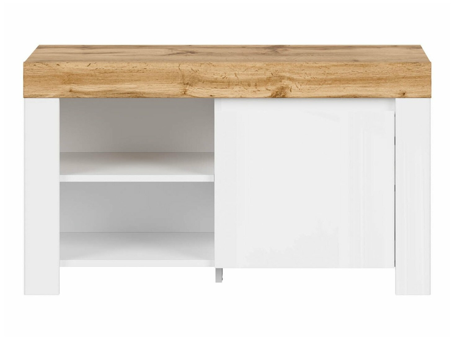 Ormarić za cipele Sonsoru 118 (Bijela + Sjajno bijela + Hrast Wotan)