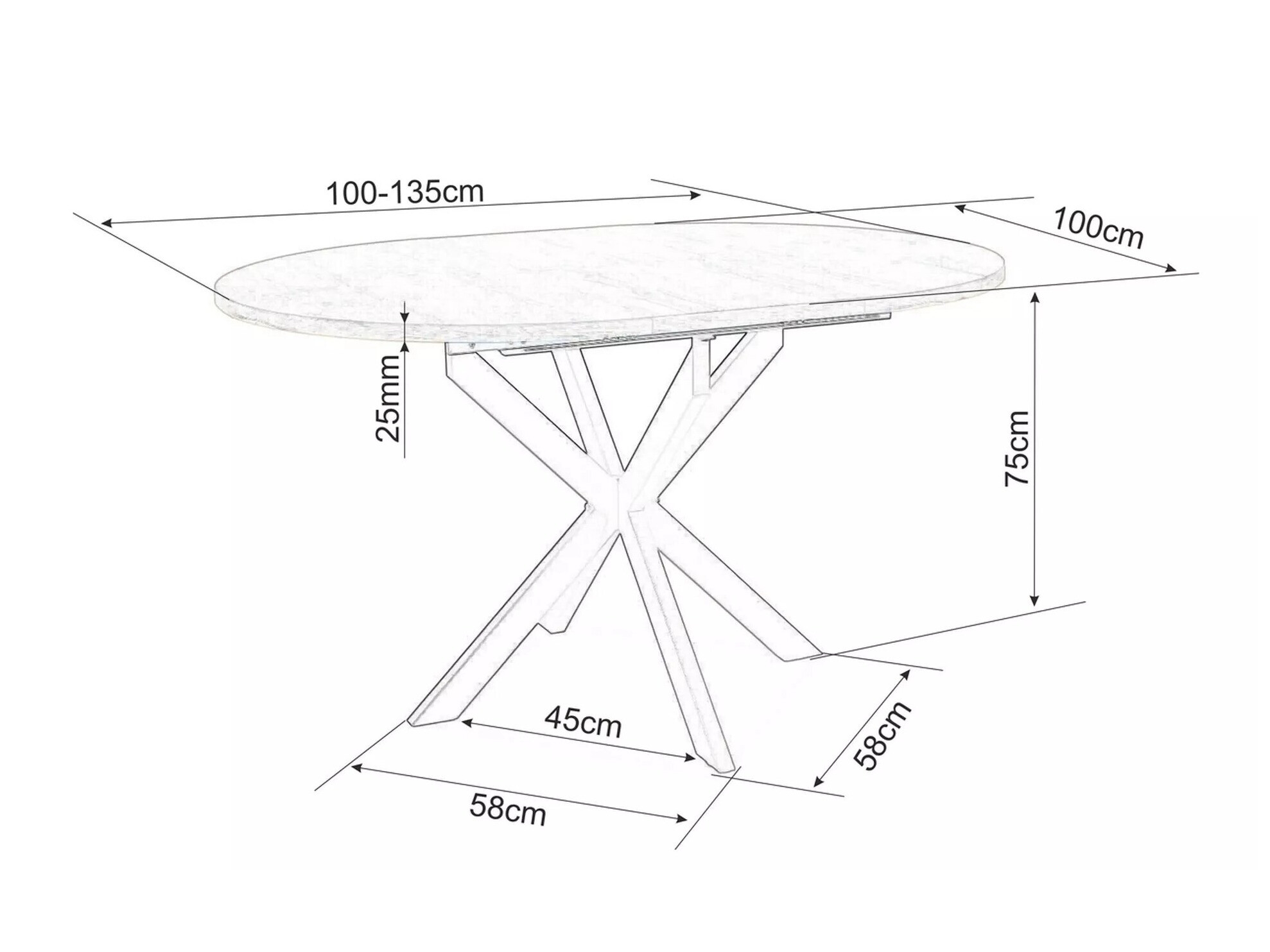 Stol Detroit 115 (Crni mramor)