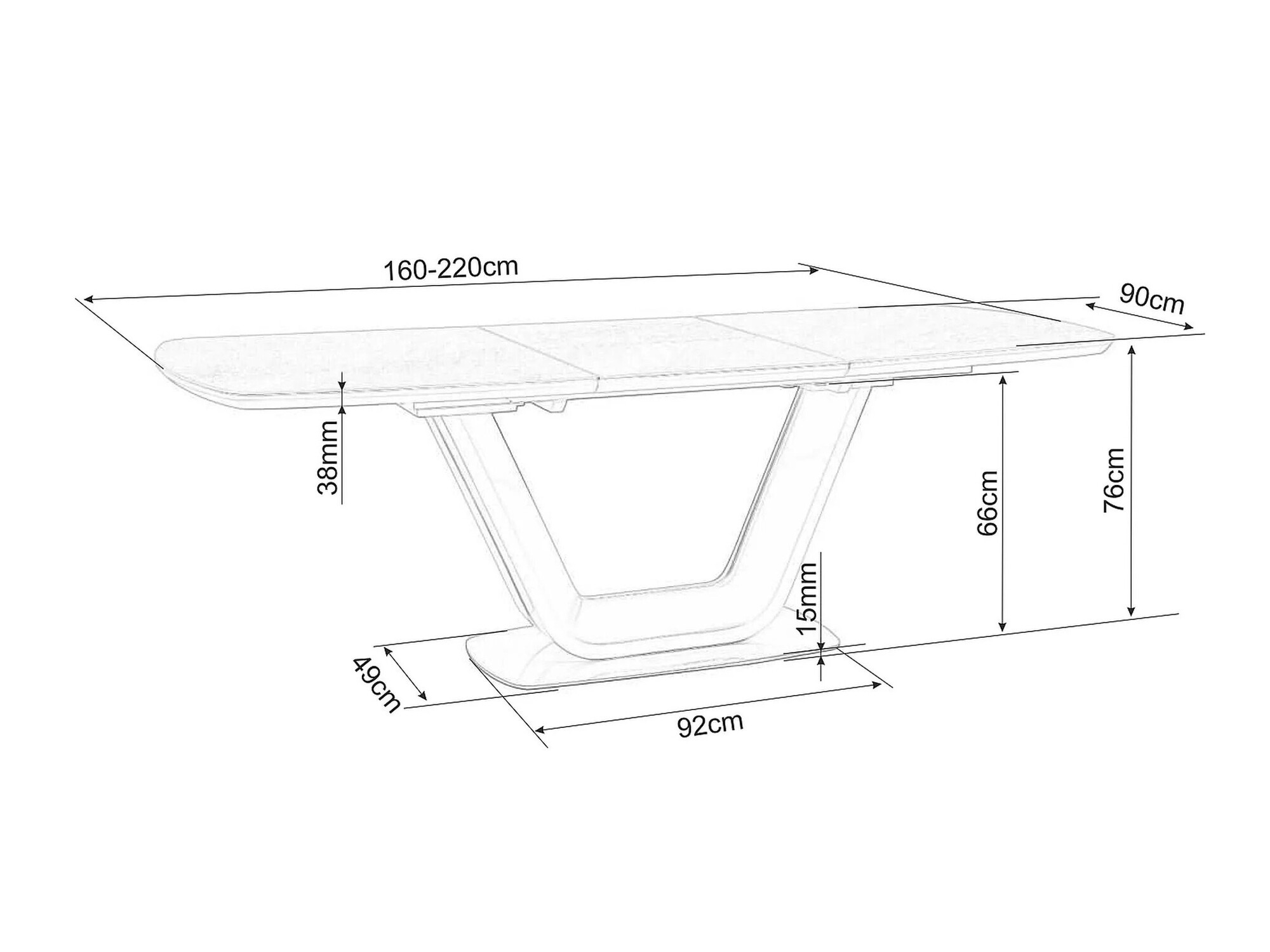 Stol Detroit 116 (Bijeli mramor + Crna)