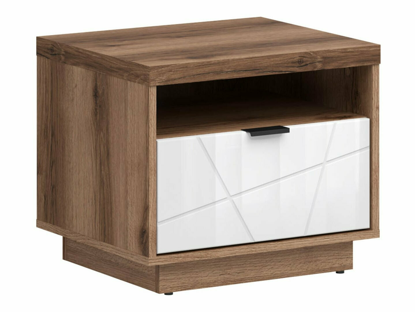 Noćni ormarić Fivale 115 (Tamni delano hrast + Sjajno bijela)