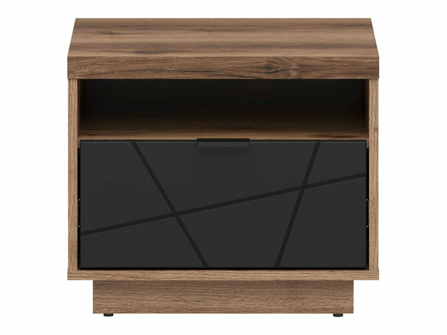 Noćni ormarić Fivale 115 (Tamni hrast Delano + Mat crna)